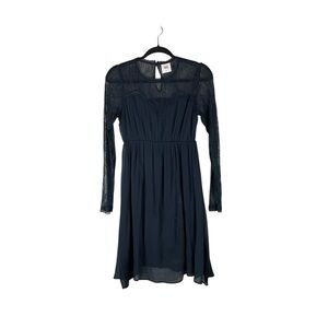 MAMALICIOUS Mlaila Navy Blue Lace Long Sleeve Woven Maternity Dress Size S